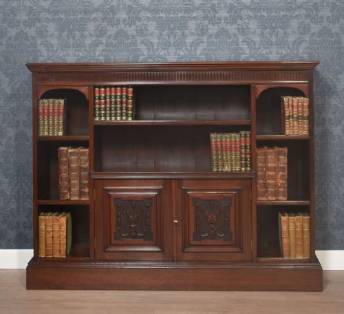 carved walnut open bookcase - CATEGORY: ANTIQUE BOOKCASES - DATED 1900
