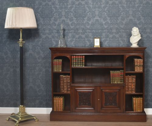 CARVED WALNUT OPEN BOOKCASE - ADDITIONAL PHOTO 1