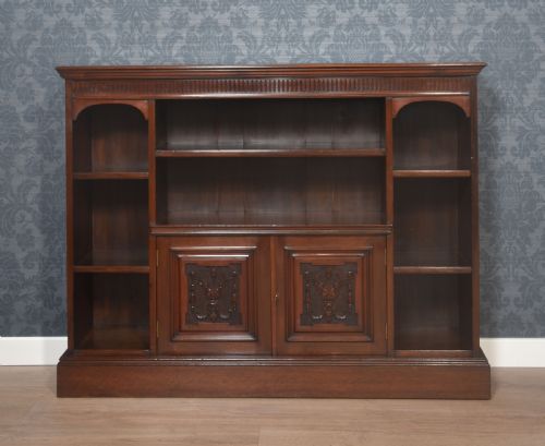 CARVED WALNUT OPEN BOOKCASE - ADDITIONAL PHOTO 7