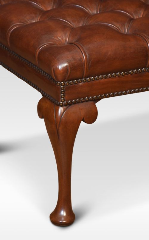 PAIR OF LEATHER UPHOLSTERED STOOLS - ADDITIONAL PHOTO 2
