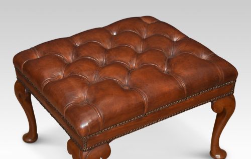 PAIR OF LEATHER UPHOLSTERED STOOLS - ADDITIONAL PHOTO 3