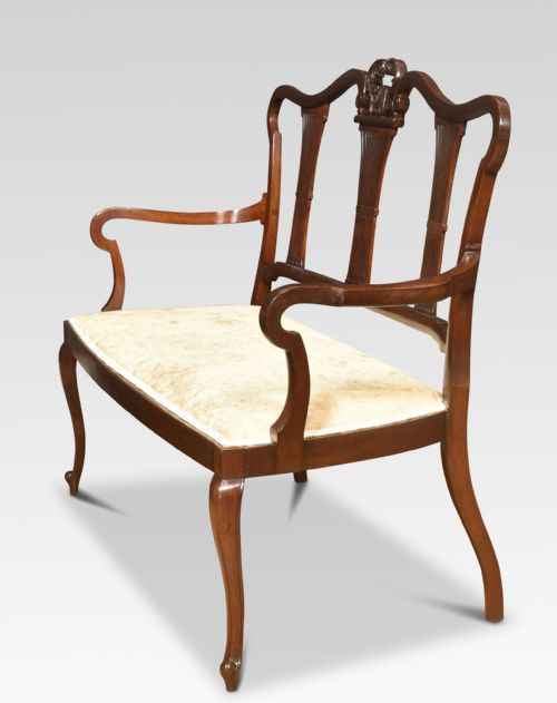 CARVED MAHOGANY FRAMED SETTEE - ADDITIONAL PHOTO 5