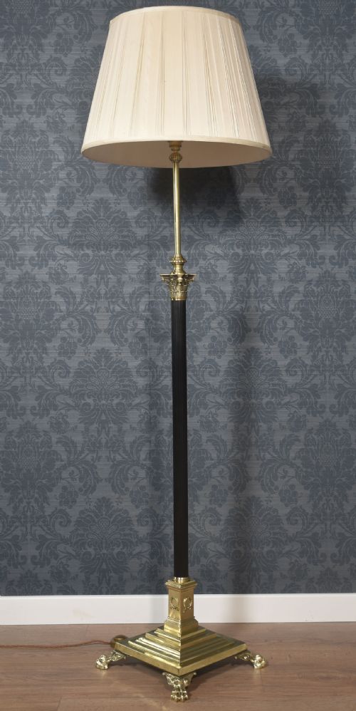 brass standard lamp - CATEGORY: ANTIQUE LIGHTING - DATED 19TH CENTURY