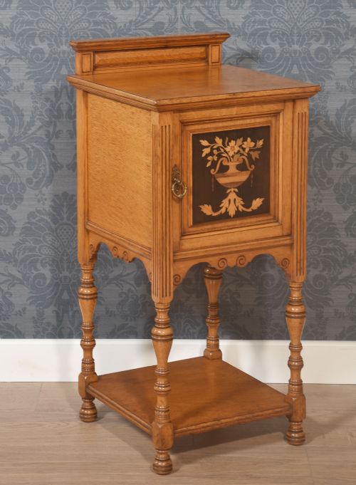 marquetry inlaid oak cabinet - CATEGORY: ANTIQUE FURNITURE - DATED 19TH CENTURY