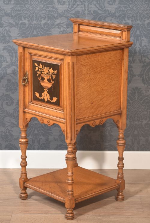 MARQUETRY INLAID OAK CABINET - ADDITIONAL PHOTO 4