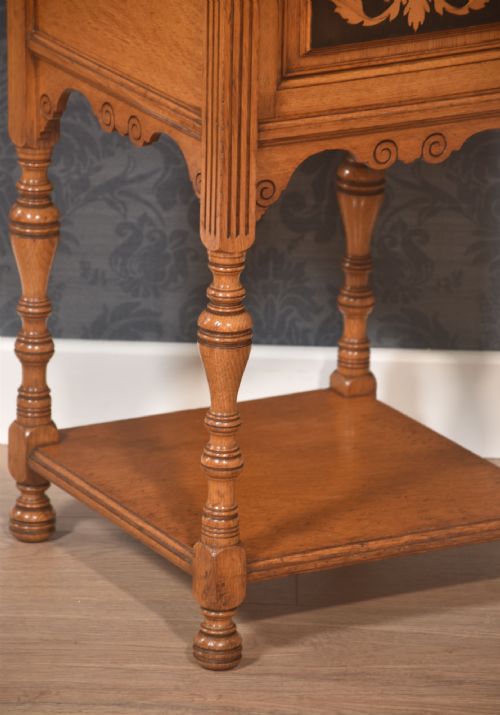 MARQUETRY INLAID OAK CABINET - ADDITIONAL PHOTO 5