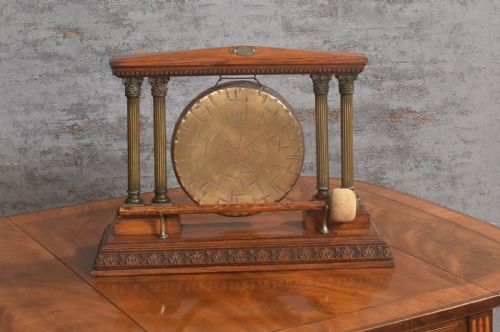 OAK AND BRASS TABLE GONG - ADDITIONAL PHOTO 1
