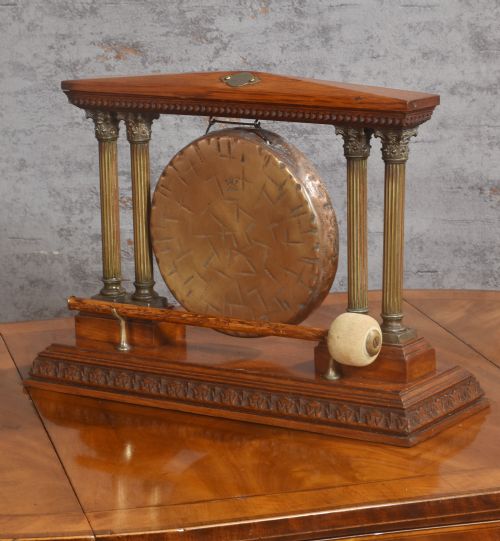 OAK AND BRASS TABLE GONG - ADDITIONAL PHOTO 6