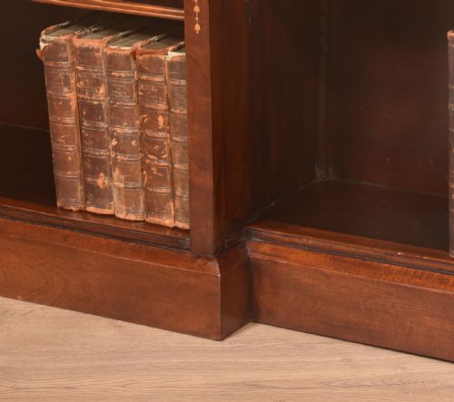 MAHOGANY INLAID BREAKFRONT OPEN BOOKCASE - ADDITIONAL PHOTO 3
