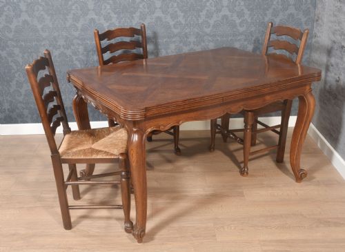 OAK FRENCH PARQUETRY DRAW LEAF TABLE - ADDITIONAL PHOTO 1