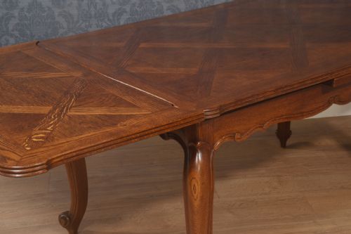 OAK FRENCH PARQUETRY DRAW LEAF TABLE - ADDITIONAL PHOTO 7