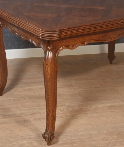 OAK FRENCH PARQUETRY DRAW LEAF TABLE - ADDITIONAL PHOTO 10