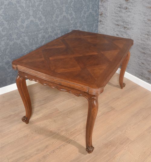 OAK FRENCH PARQUETRY DRAW LEAF TABLE - ADDITIONAL PHOTO 12