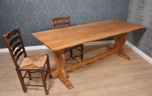 LARGE OAK PLANK TOP REFECTORY TABLE - ADDITIONAL PHOTO 4
