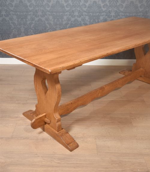 LARGE OAK PLANK TOP REFECTORY TABLE - ADDITIONAL PHOTO 5