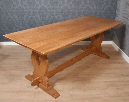 LARGE OAK PLANK TOP REFECTORY TABLE - ADDITIONAL PHOTO 6