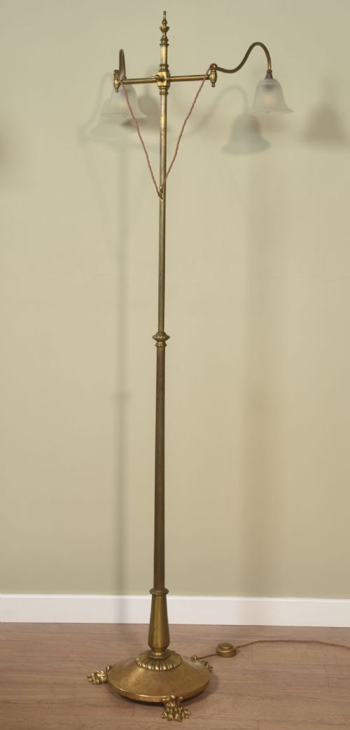 PAIR OF BRASS AJUSTABLE READING LAMPS - ADDITIONAL PHOTO 9