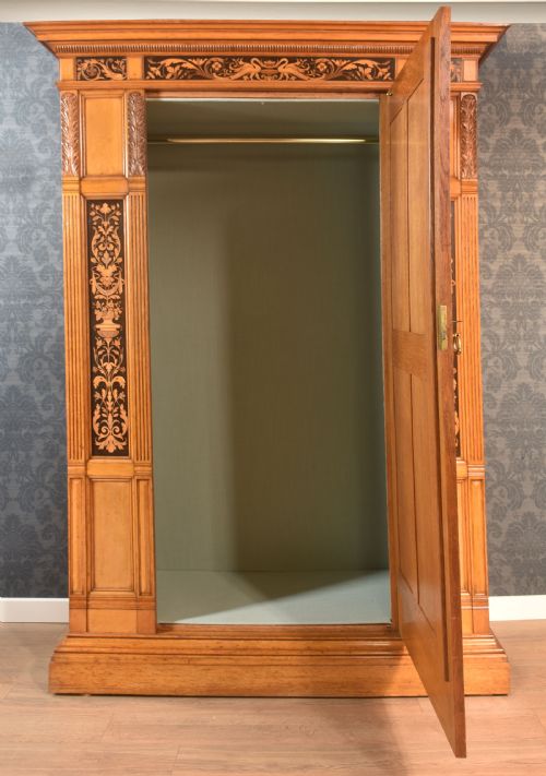 GILLOWS OF LANCASTER MARQUETRY INLAID OAK WARDROBE - ADDITIONAL PHOTO 12
