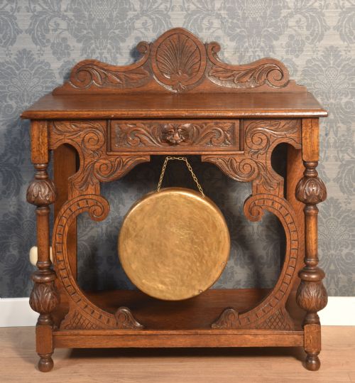 CARVED OAK HALL TABLE