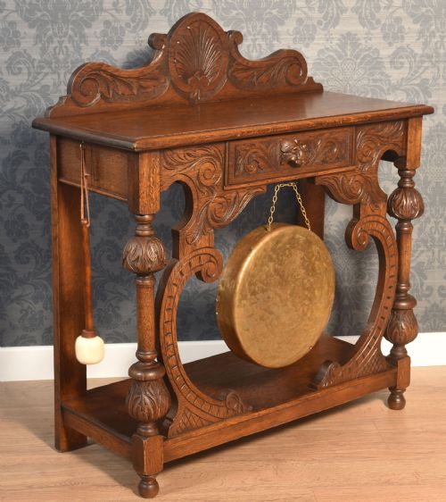 CARVED OAK HALL TABLE - ADDITIONAL PHOTO 4