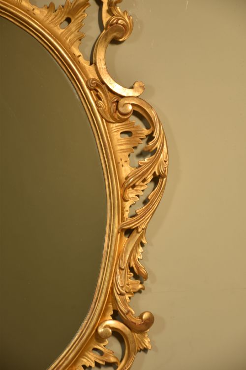 CARVED GILTWOOD OVAL WALL MIRROR - ADDITIONAL PHOTO 3
