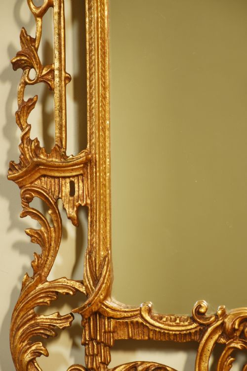 CHINESE CHIPPENDALE REVIVAL CARVED WALL MIRROR - ADDITIONAL PHOTO 4