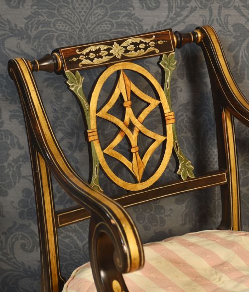 PAIR OF ROSEWOOD PAINTED ARMCHAIRS - ADDITIONAL PHOTO 2