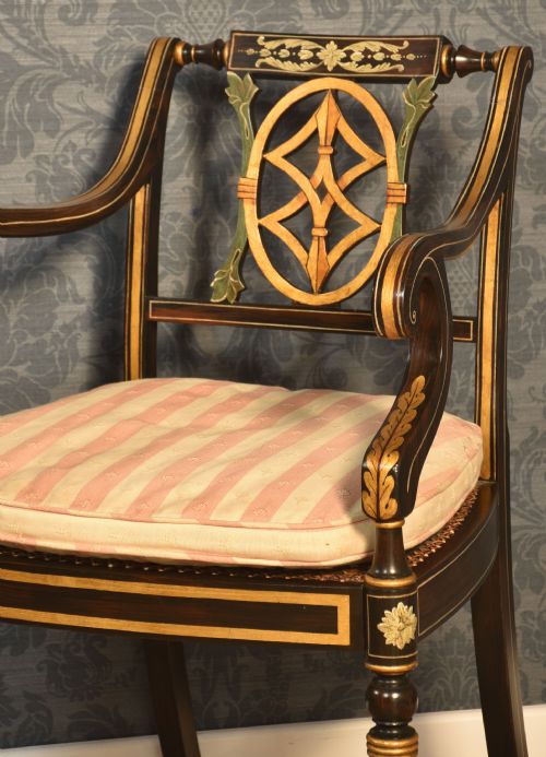 PAIR OF ROSEWOOD PAINTED ARMCHAIRS - ADDITIONAL PHOTO 5