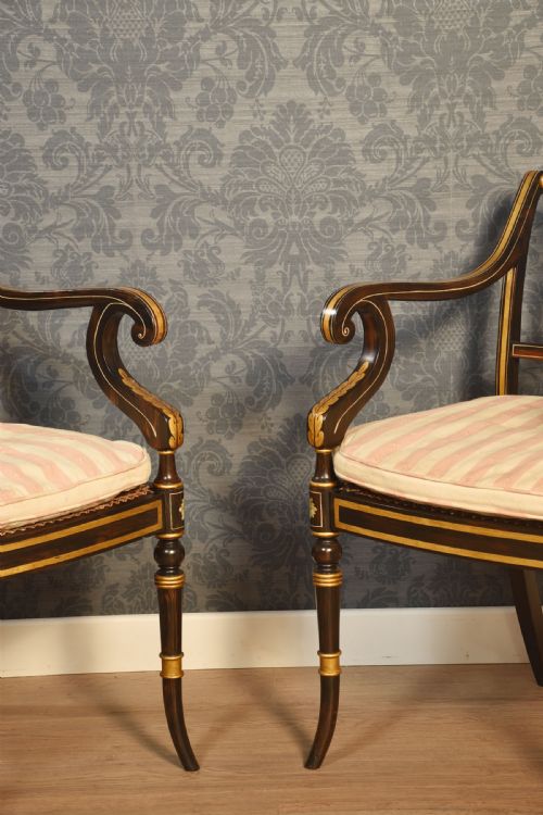 PAIR OF ROSEWOOD PAINTED ARMCHAIRS - ADDITIONAL PHOTO 7