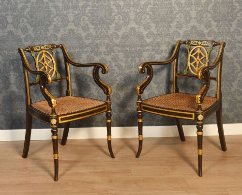 PAIR OF ROSEWOOD PAINTED ARMCHAIRS - ADDITIONAL PHOTO 8