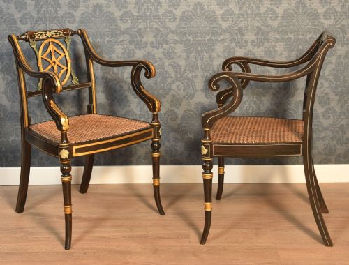 PAIR OF ROSEWOOD PAINTED ARMCHAIRS - ADDITIONAL PHOTO 10