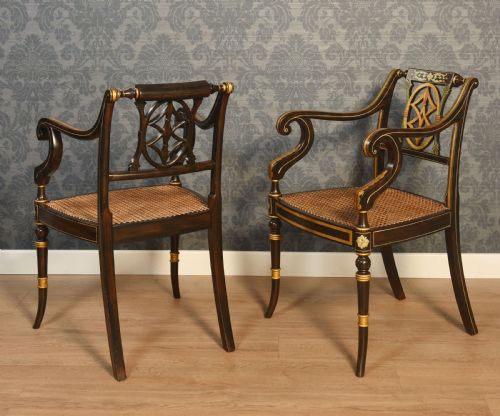 PAIR OF ROSEWOOD PAINTED ARMCHAIRS - ADDITIONAL PHOTO 11