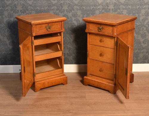 PAIR OF OAK BEDSIDE CABINETS - ADDITIONAL PHOTO 4