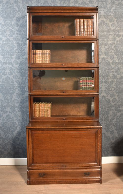 oak globe wernicke five section bookcase - CATEGORY: ANTIQUE BOOKCASES - DATED 1900