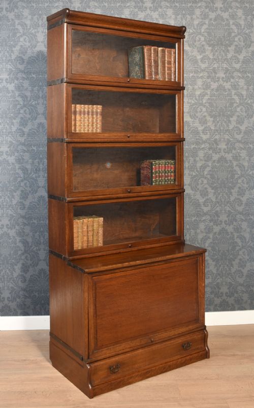OAK GLOBE WERNICKE FIVE SECTION BOOKCASE - ADDITIONAL PHOTO 9