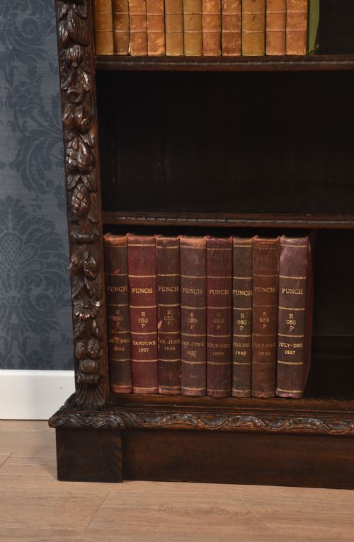 CARVED OAK OPEN BOOKCASE - ADDITIONAL PHOTO 7