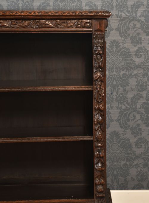 CARVED OAK OPEN BOOKCASE - ADDITIONAL PHOTO 8