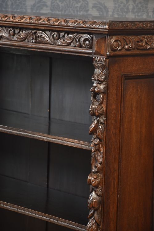 CARVED OAK OPEN BOOKCASE - ADDITIONAL PHOTO 11