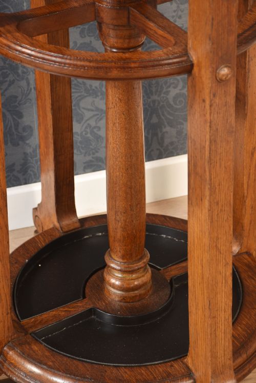 LARGE OAK CIRCULAR HALL STAND - ADDITIONAL PHOTO 4