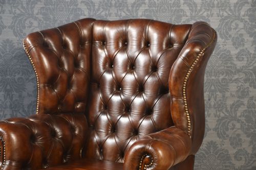 MAHOGANY FRAMED WING ARMCHAIR - ADDITIONAL PHOTO 1