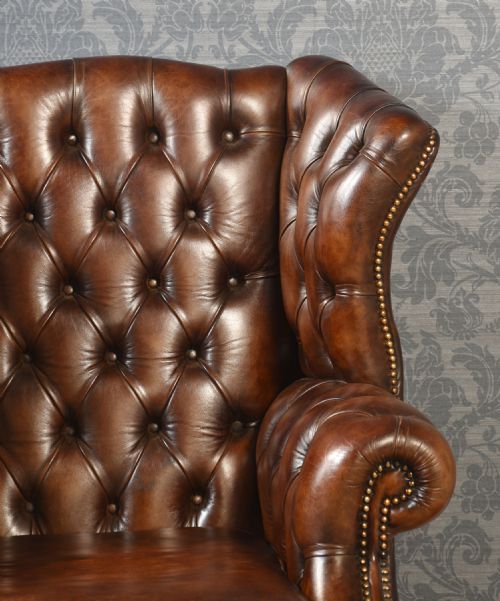 MAHOGANY FRAMED WING ARMCHAIR - ADDITIONAL PHOTO 5