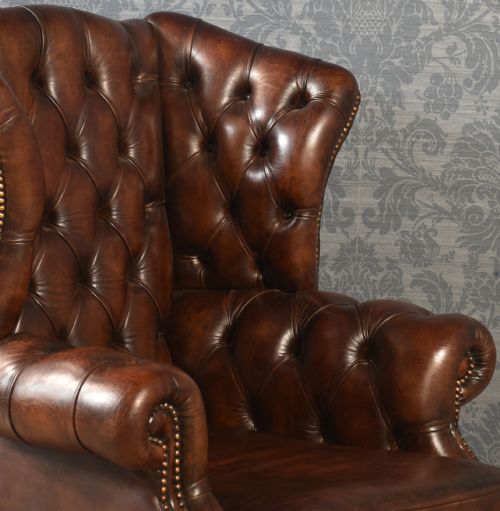 MAHOGANY FRAMED WING ARMCHAIR - ADDITIONAL PHOTO 6