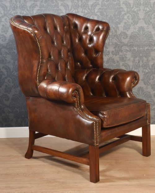 MAHOGANY FRAMED WING ARMCHAIR - ADDITIONAL PHOTO 7