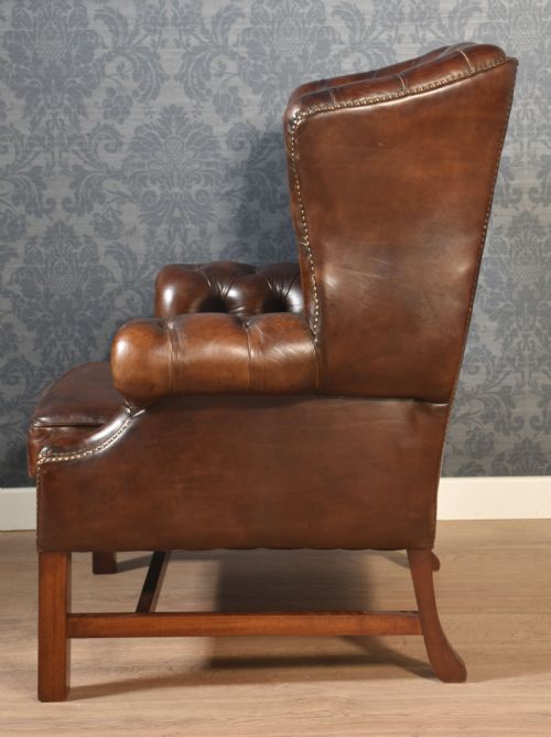 MAHOGANY FRAMED WING ARMCHAIR - ADDITIONAL PHOTO 8