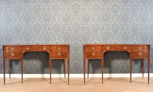 pair of mahogany concaved sideboards - CATEGORY: ANTIQUE SIDEBOARDS - DATED 1900