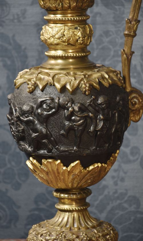 PAIR OF RENAISSANCE STYLE FRENCH PATINATED BRONZE EWERS - ADDITIONAL PHOTO 7