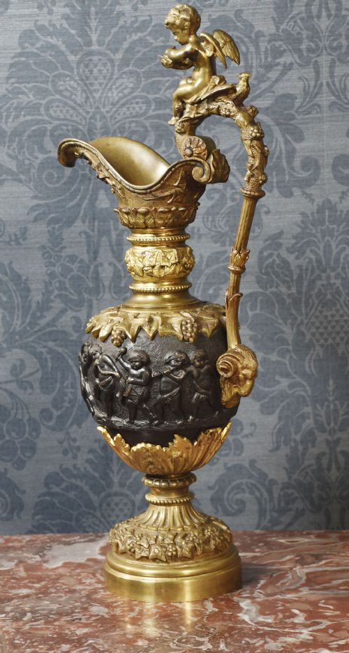 PAIR OF RENAISSANCE STYLE FRENCH PATINATED BRONZE EWERS - ADDITIONAL PHOTO 9