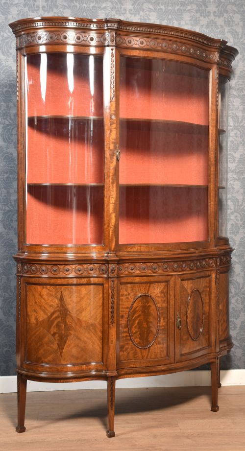 MAHOGANY SERPENTINE FRONTED DISPLAY CABINET - ADDITIONAL PHOTO 7