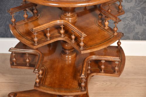 WALNUT BRASS INLAID BOOK TABLE - ADDITIONAL PHOTO 6