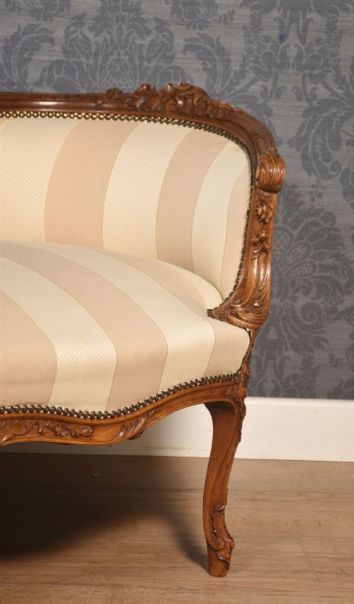 CARVED WALNUT FRAMED SETTEE - ADDITIONAL PHOTO 6
